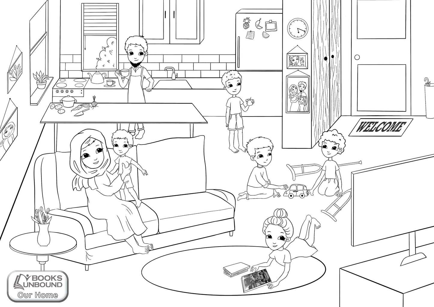 Books Unbound Coloring Book General USA Coloring Page: Our Home