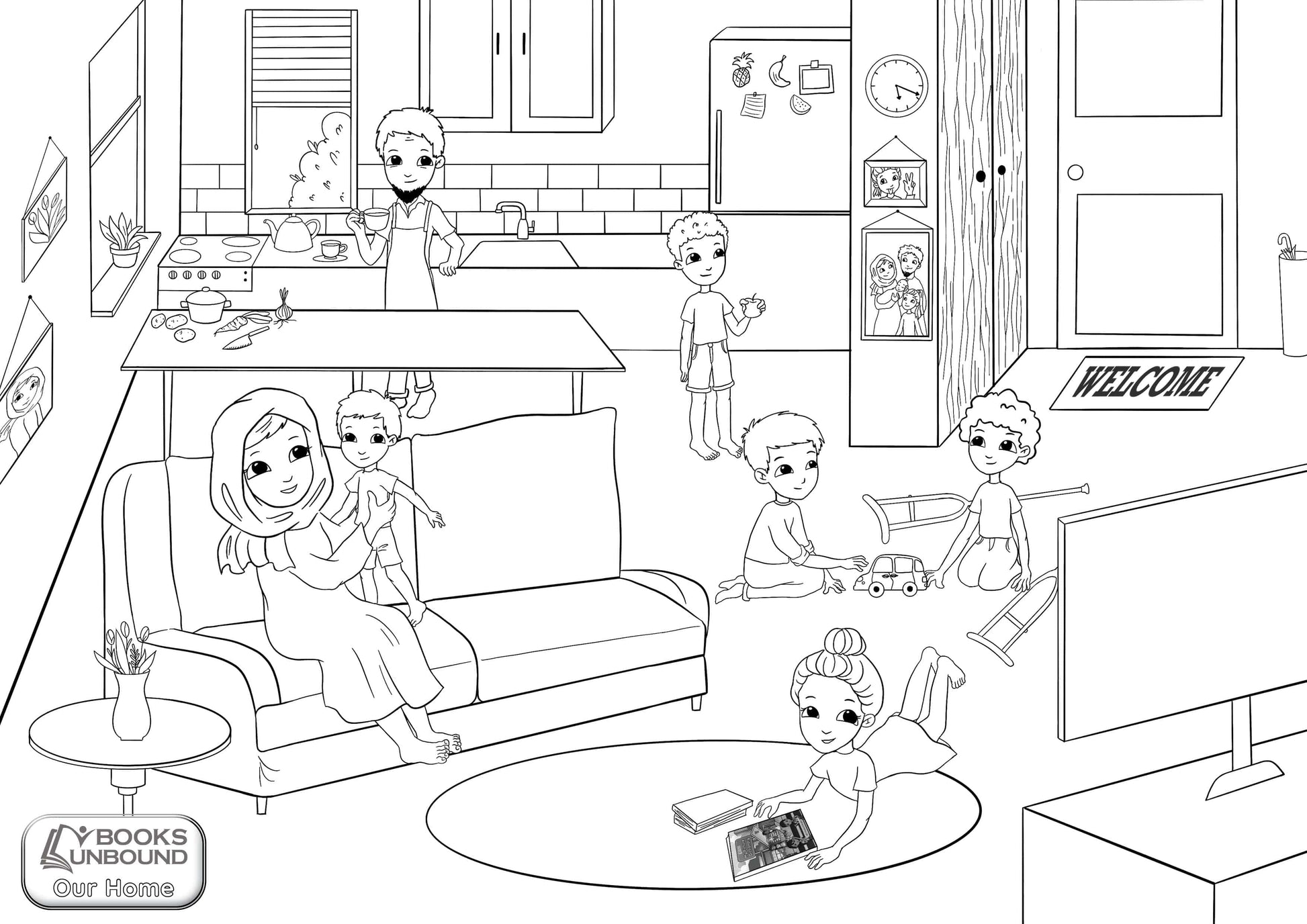 Books Unbound Coloring Book General USA Coloring Page: Our Home